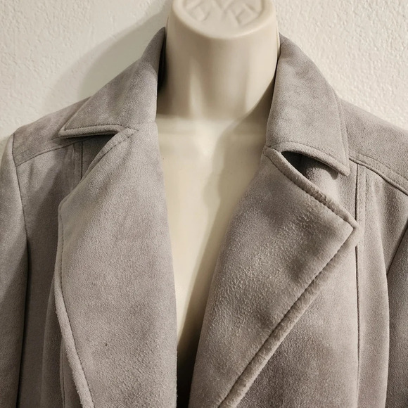 PHILOSOPHY Gray Faux Leather Notched Lapel Jacket Size S - Picture 6 of 10